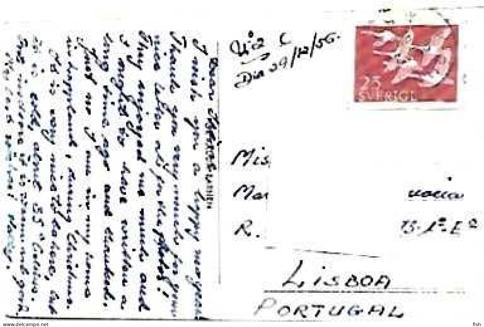 Sweden & Marcofilia, Childish Drawing, Radda Barnen, Kiruna A Lisboa 1956 (23772) - Storia Postale