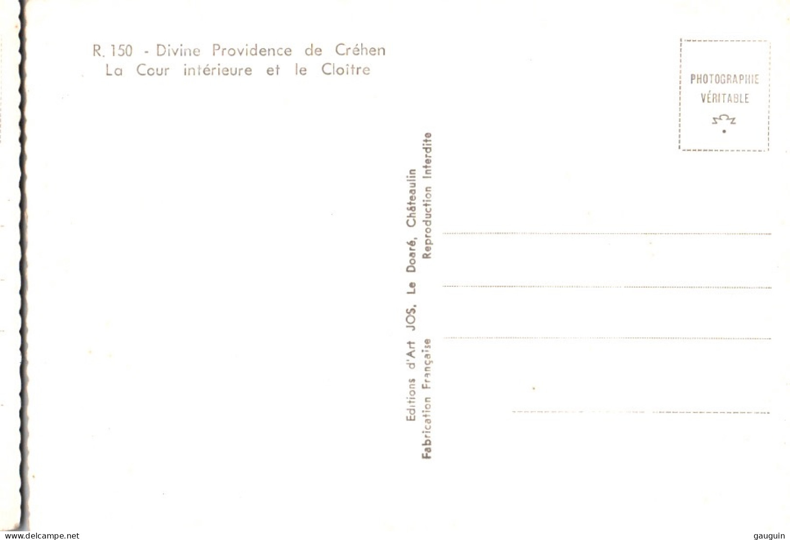 CPSM - CRÉHEN - Communauté De La Divine Providence - Cour Intérieure Et Cloître - Edition Jos Le Doaré - Plancoët