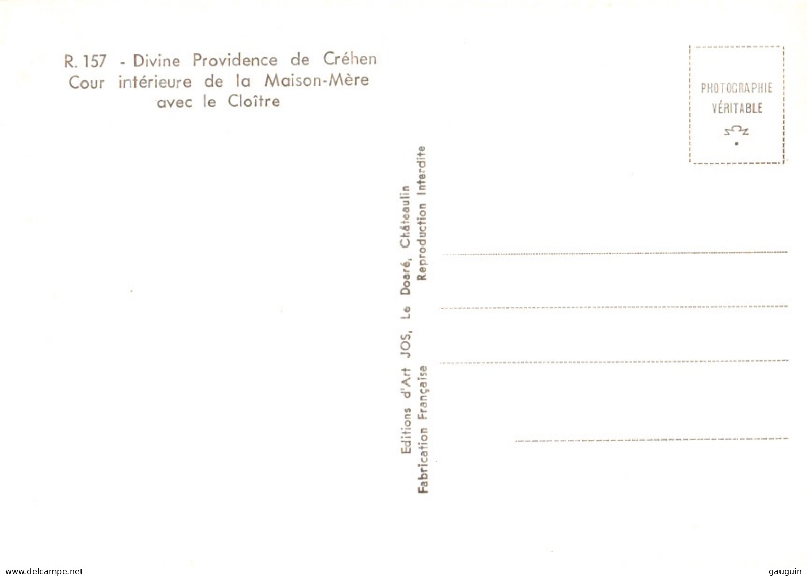 CPSM - CRÉHEN - Communauté De La Divine Providence - Cour Intérieure De La Maison Mère ... Edition Jos Le Doaré - Plancoët