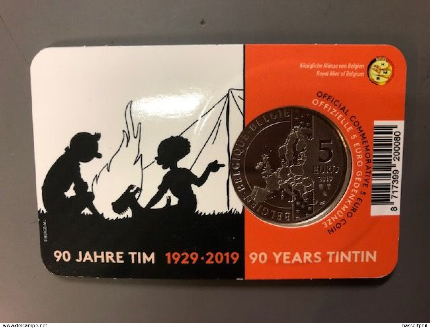 BELGIE -BELGIQUE EUROMUNT 5 Euro 2019  - Kuifje - Tintin - Gekleurd - Colorée - Belgique