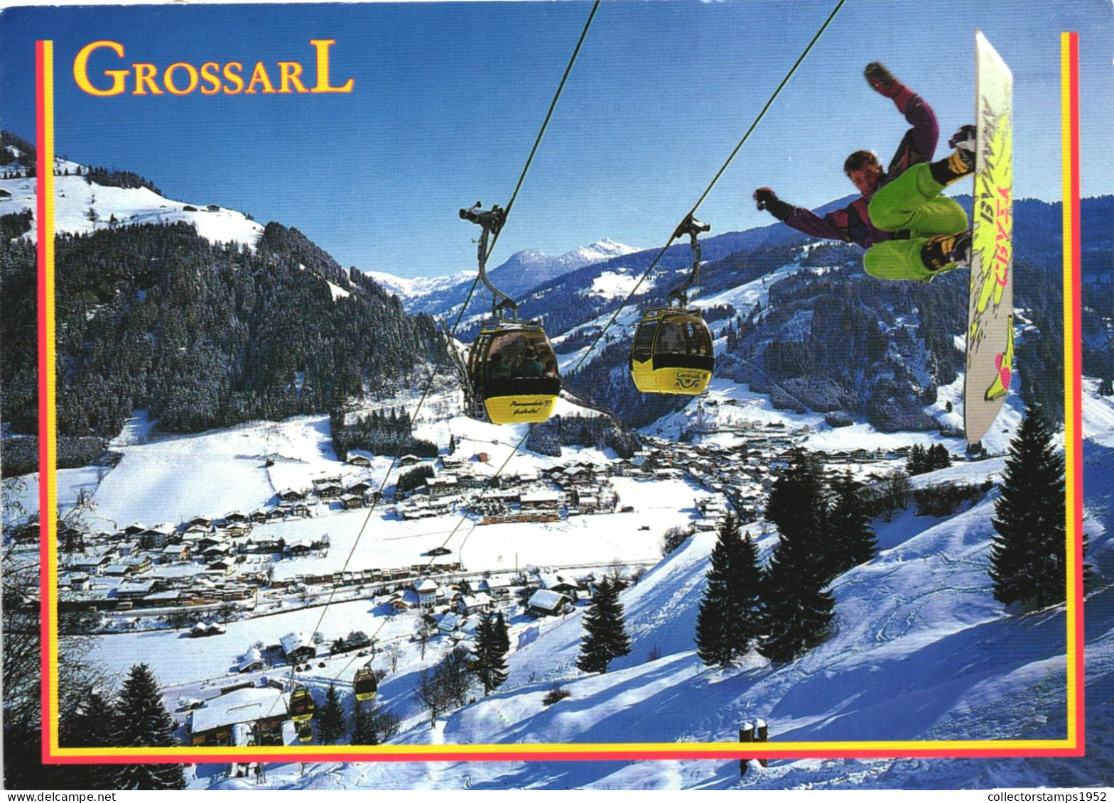 GROSSARL, SALZBURG, SNOWBOARD, CABLE, CAR, ARCHITECTURE, RESORT, AUSTRIA, POSTCARD - Grossarl