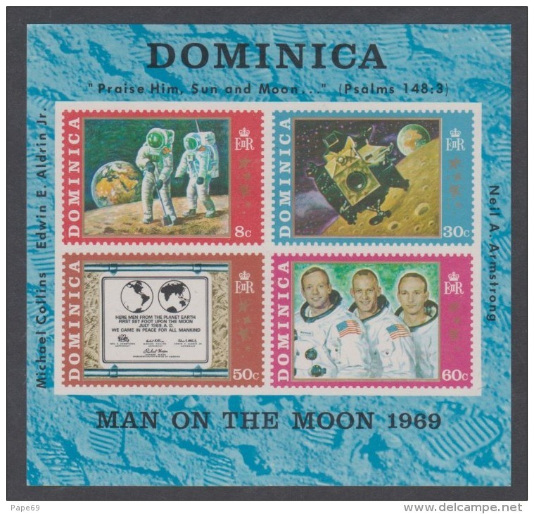 Dominique BF N° 2  XX 1er Homme Sur La Lune , Le Bloc, Sans  Charnière, TB - Dominica (...-1978)