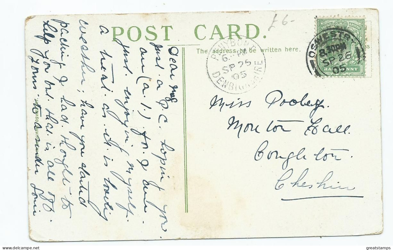 Postcard Shropshire Oswestry Parish Church Posted 1905 Interesting Postmarks - Shropshire