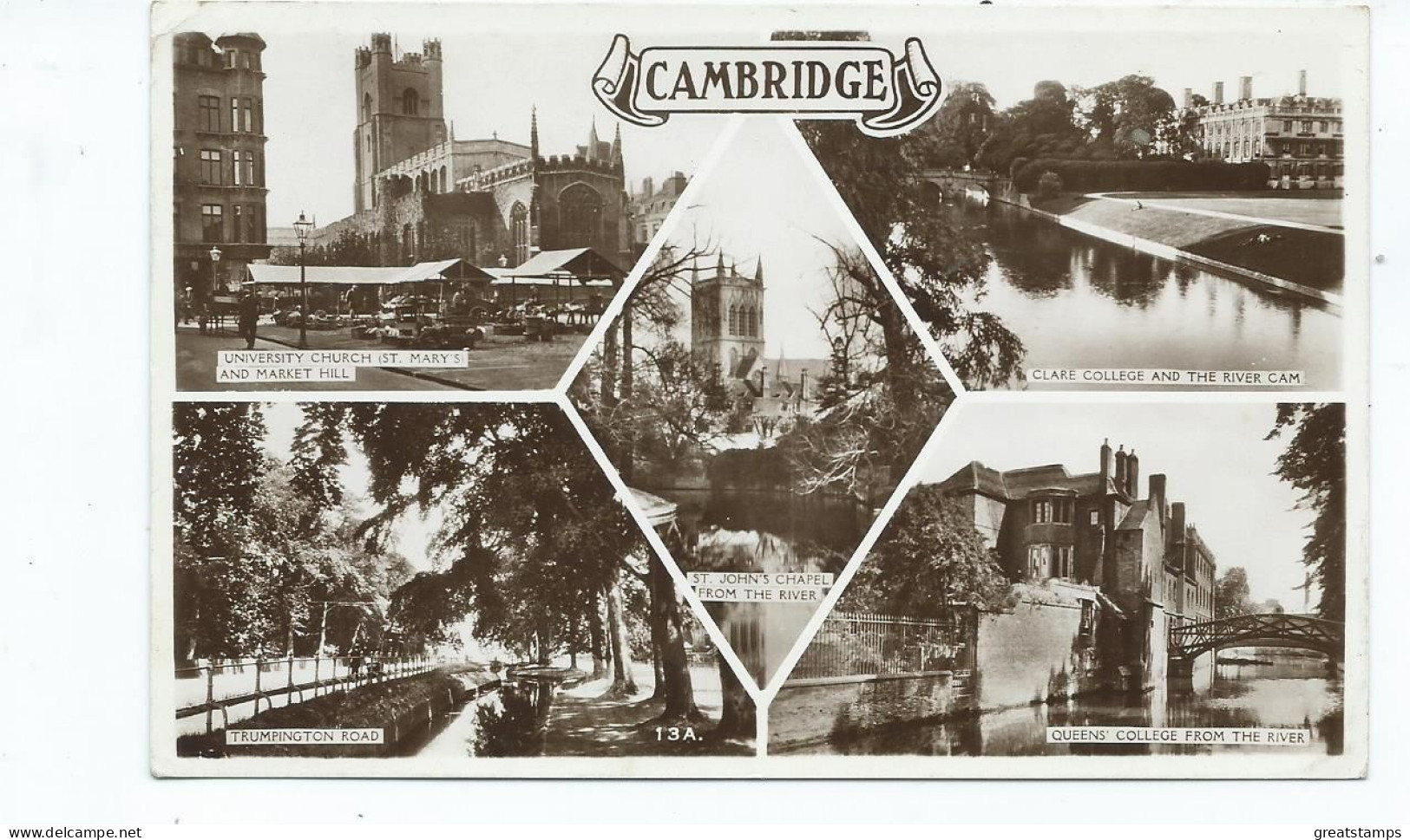 Postcard Cambridgeshire Cambridge Multiview Posted 1947 Rp Excel Series - Cambridge