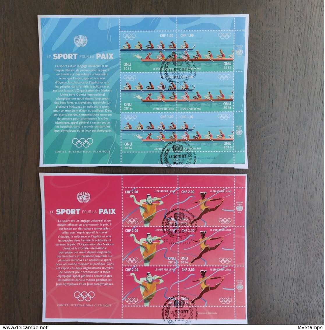 UNO Genf 2016 Satz 956/59 Klb Olympische Spielen Gebraucht - Used Stamps