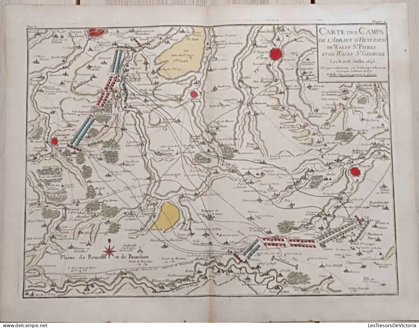 Carte Des Camps De L'abbaye D'Heylesem De Walef St Pierre Et De Walef St Georges - Les 8 Et 18 Juillet 1693 - 51/40 Cm - Landkarten