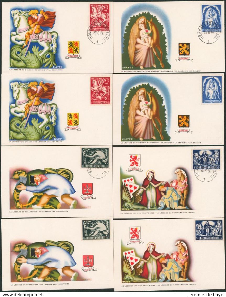 Carte-maximum (CM) - Antituberculeux N°653/60 Complet (set Oblitéré Et Neuf) / Légendes Belges. - 1934-1951