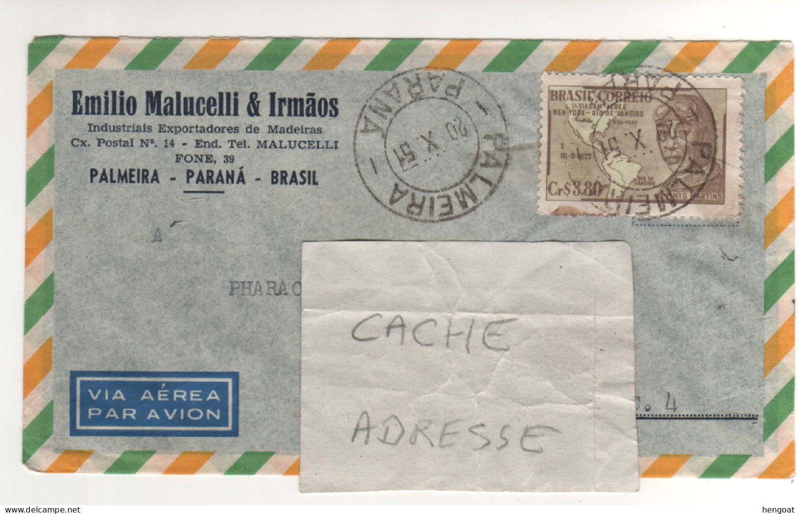 Timbre , Stamp  Sur Lettre , Cover , Mail Du 20 X 51 Pour  Londres - Cartas & Documentos