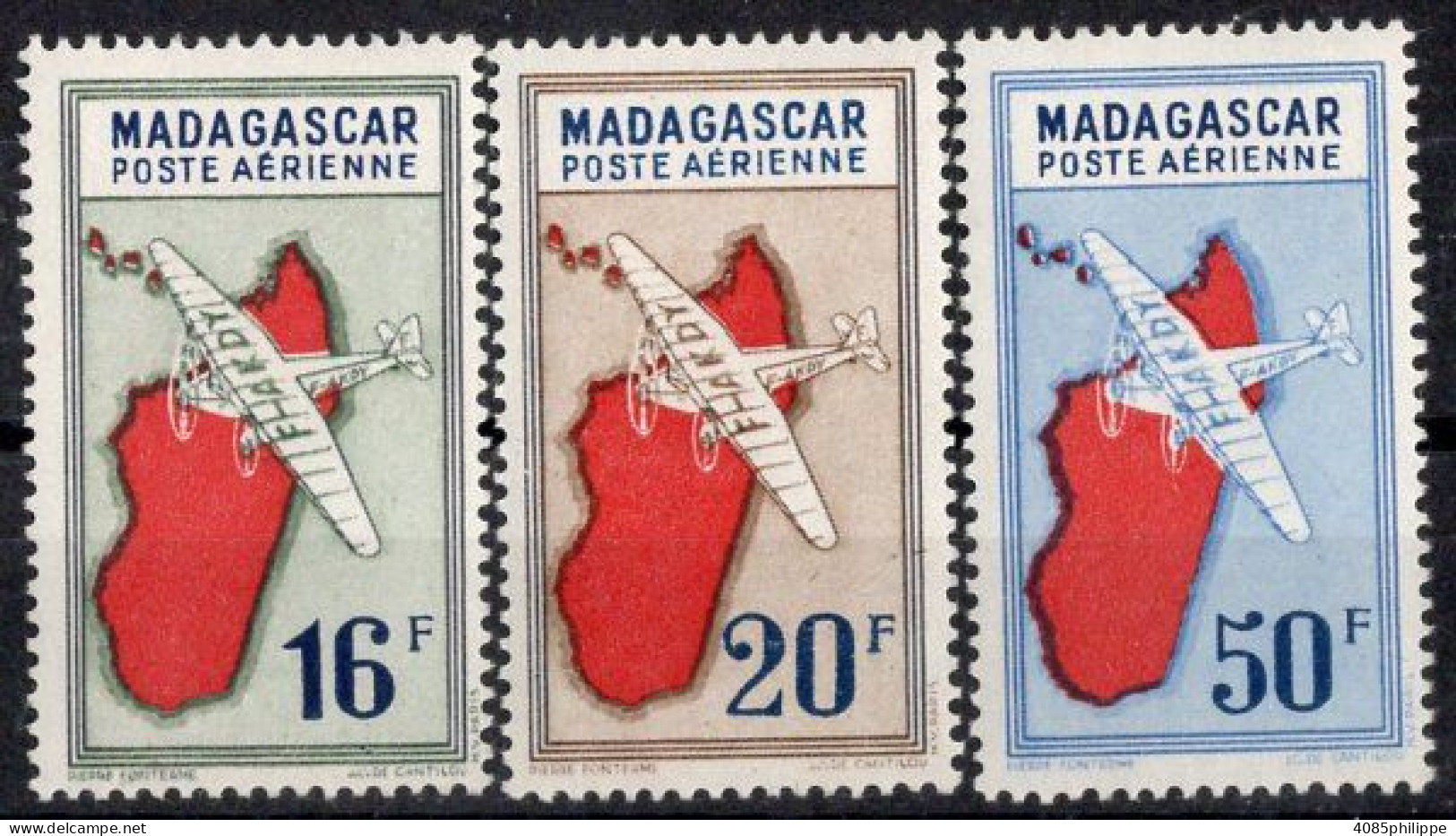 MADAGASCAR Timbres-poste Aérienne N°38* à 40* Neufs Charnières TB  cote : 5€50 - Poste Aérienne