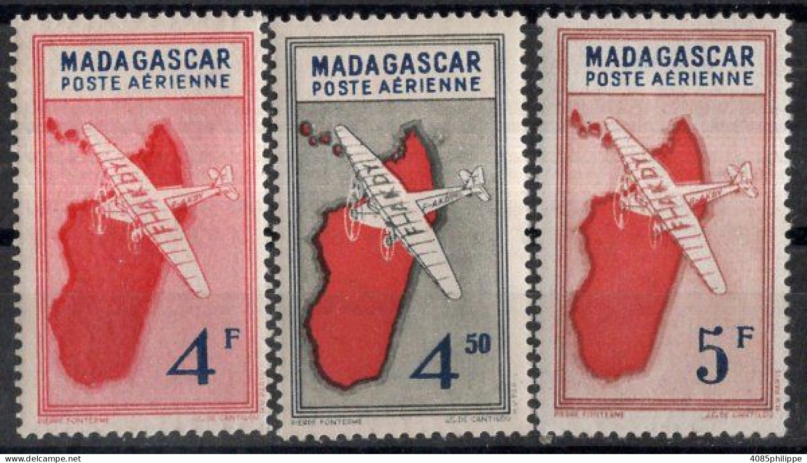 MADAGASCAR Timbres-poste Aérienne N°31* à 33* Neufs Charnières TB  cote : 3€25 - Poste Aérienne