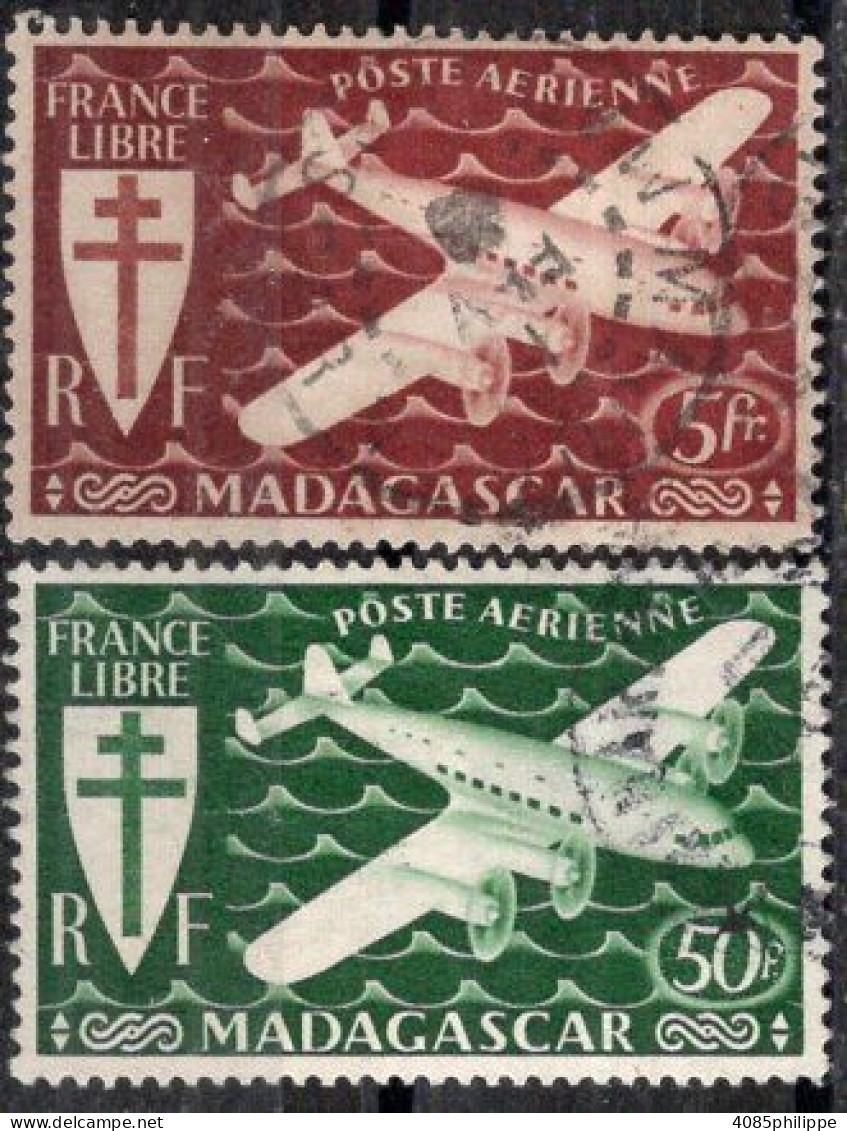 MADAGASCAR Timbres-poste Aérienne N°57 & 60 Oblitérés TB Cote : 2€25 - Aéreo