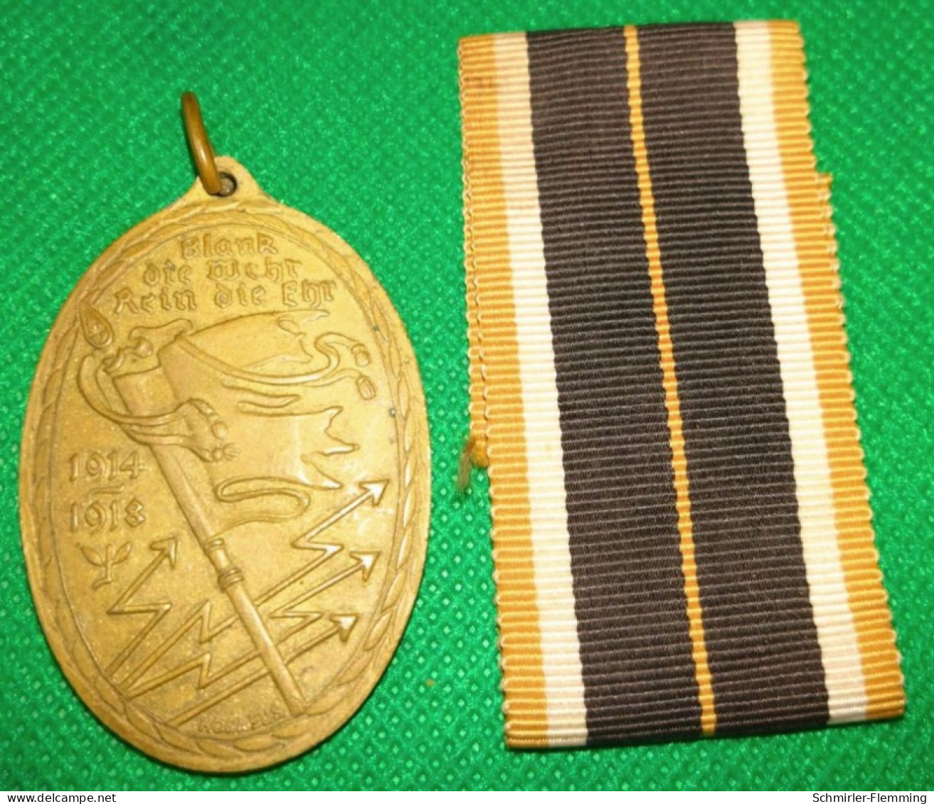 Deutsches Reich Medaille 1914-1918 Kyffhäuserbund Für Treue Im Weltkrieg, Mit Orig. Bandabschnitt, I/II - Germany