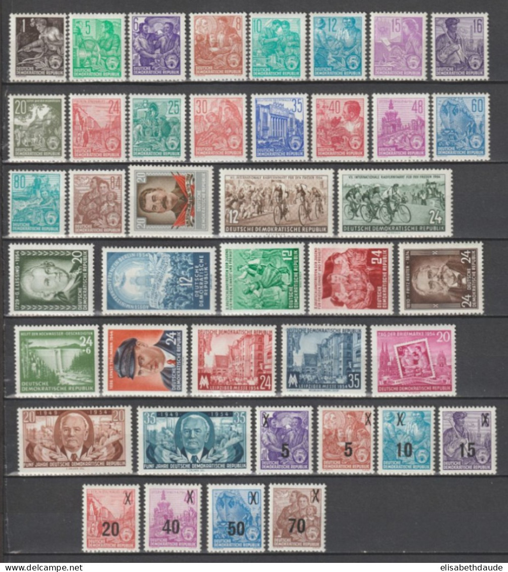 DDR - 1954 - ANNEE COMPLETE YT N° 146/183 * MLH  (CHARNIERE TRES LEGERE !) - COTE Pour * = 95 EUR - Ongebruikt