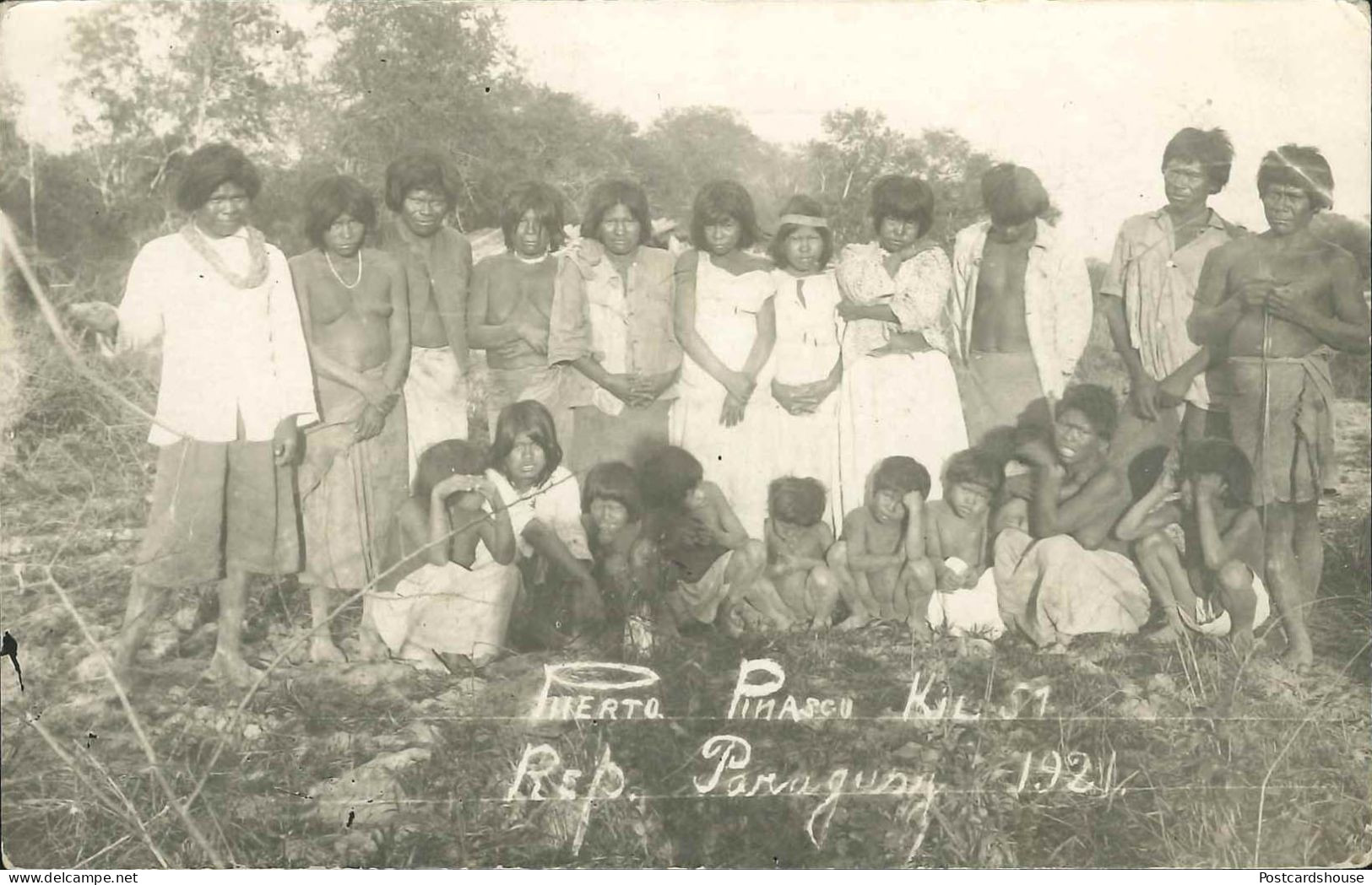 PARAGUAY 1921 PUERTO PINASCU REAL PHOTO PMK 1929 FOTO REAL INDIGENAS DEL PARAGUAY - Paraguay