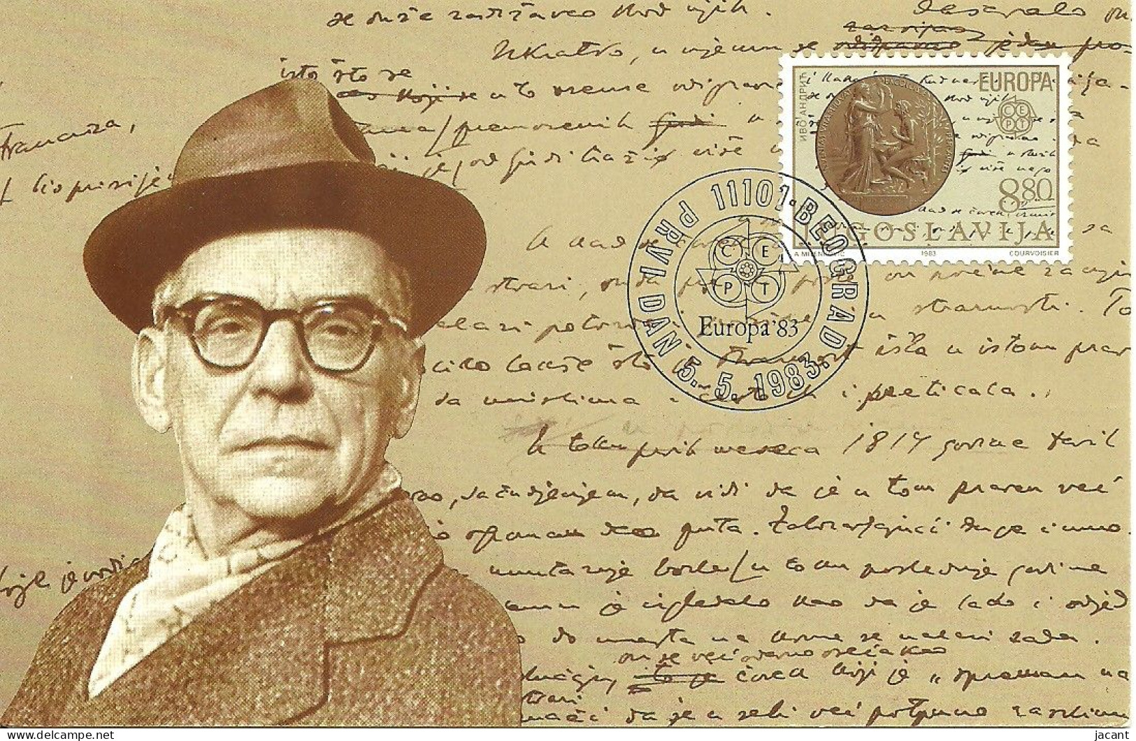 Carte Maximum - Yougoslavie - Ivo Andric - Nobel 1961 - Escritor - Ecrivain - Writer - Europa 83 - Maximum Cards