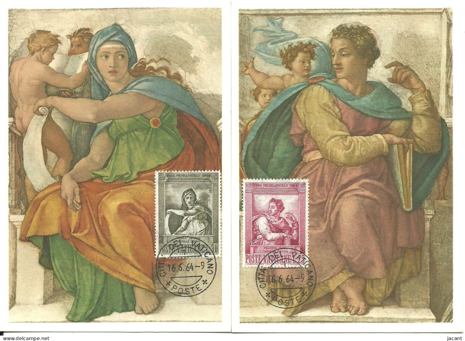 Carte Maximum - Vatican - Set 5 CM - Michelangelo - Cappella Sistina E Autoritratto - Cartoline Maximum
