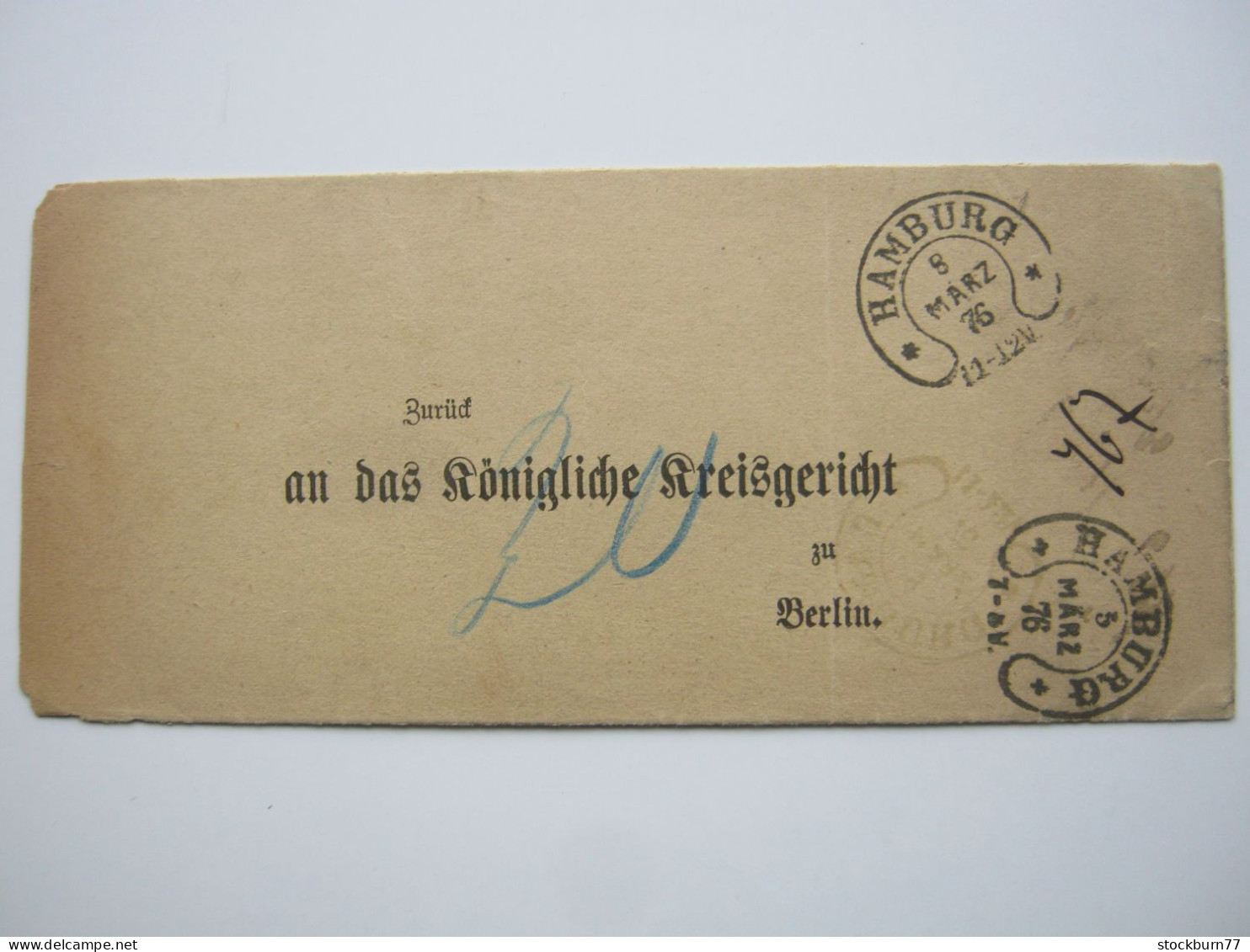 HAMBURG , 2 Verschiedene Hufeisenstempel Sowie Weiterer Hufeisenstempel Innen , Auf Dokument 1876 - Hamburg