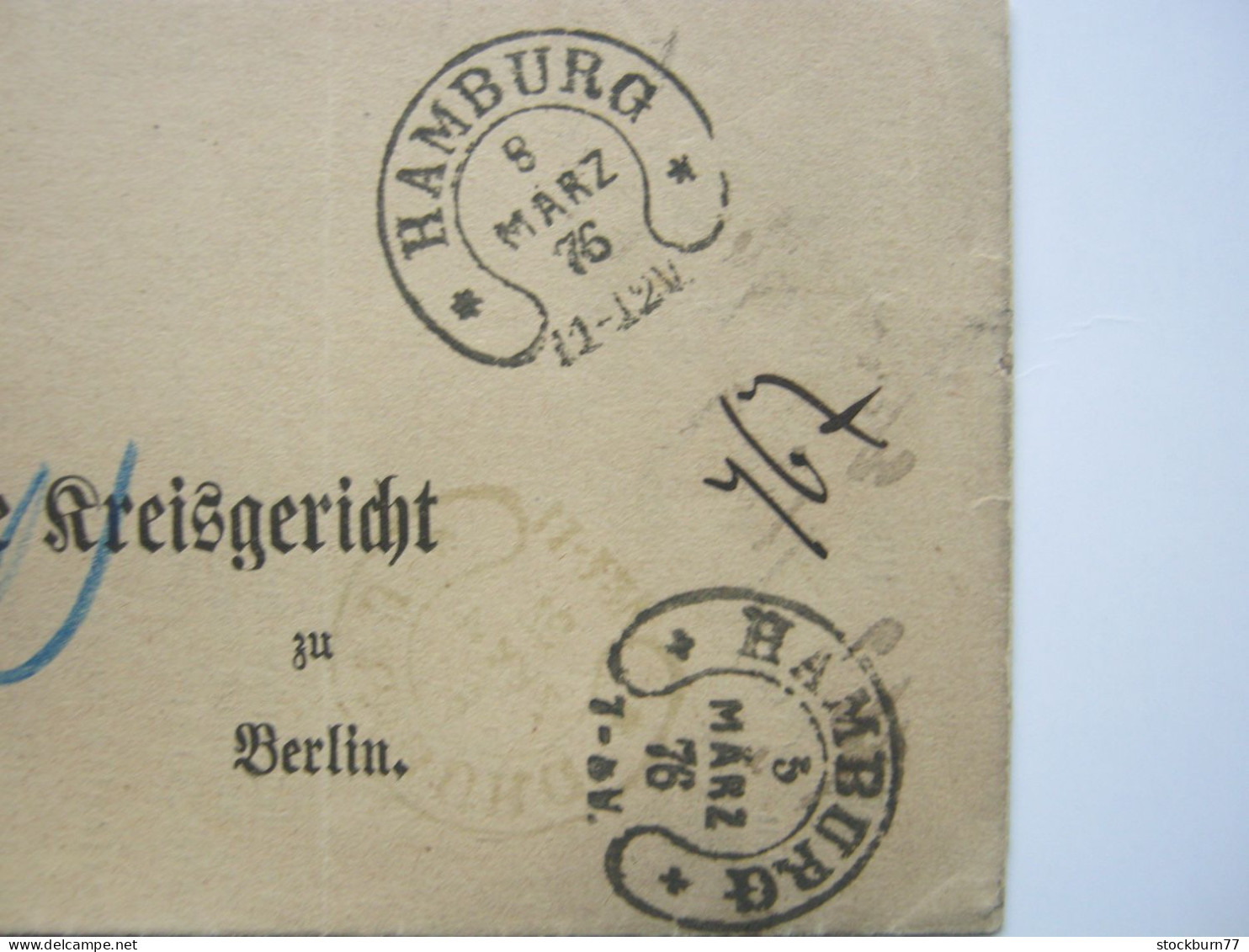 HAMBURG , 2 Verschiedene Hufeisenstempel Sowie Weiterer Hufeisenstempel Innen , Auf Dokument 1876 - Hambourg