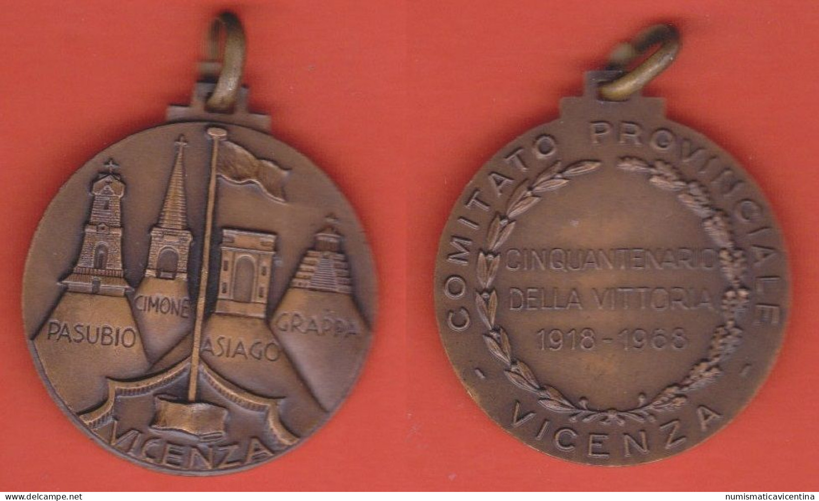 Vicenza Cinquantenario Vittoria 1918 1968 Medaglia Bronzo - Italien