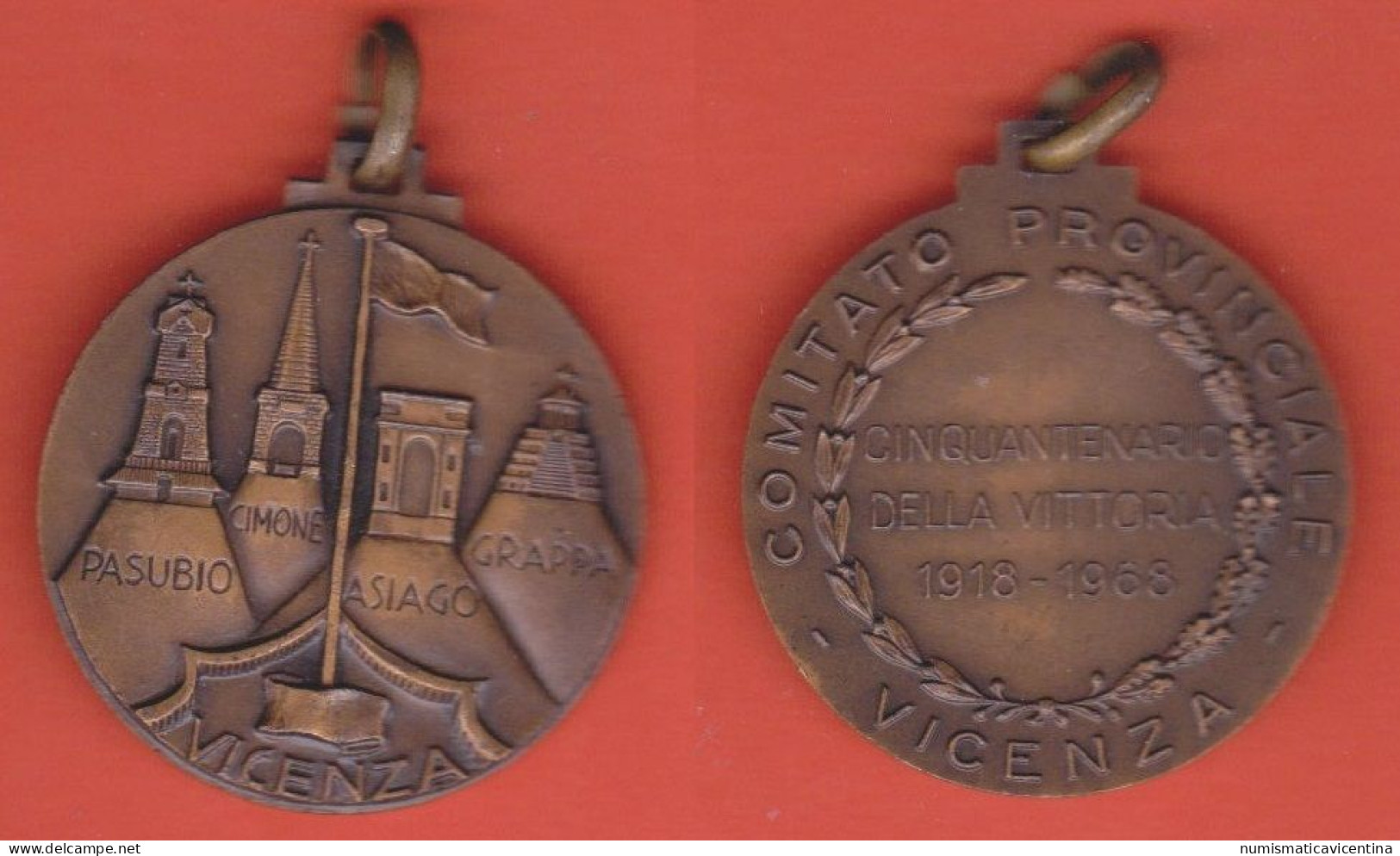 Vicenza Cinquantenario Vittoria 1918 1968 Medaglia Bronzo - Italy