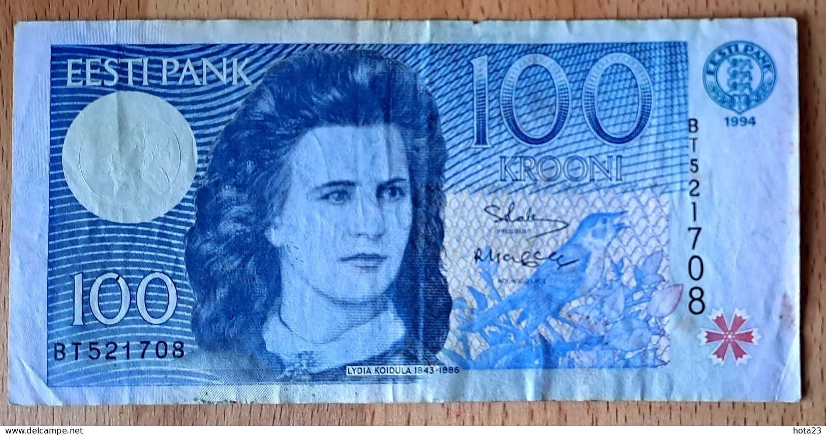 1994 ESTONIA , Estland  100 KROONI P79  EURO CUCKOO BIRD Circulated - Estonie