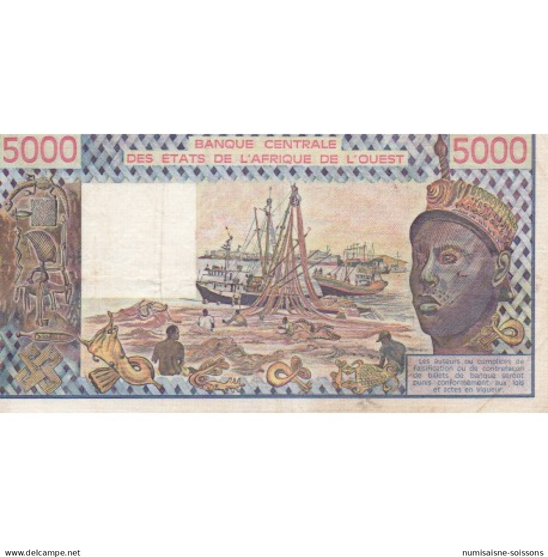 ÉTATS DE L'AFRIQUE DE L'OUEST - CÔTE D'IVOIRE - PICK 108 A K  - 5.000 FRANCS 1983 - "A" - B C E A O - TTB - Other - Africa