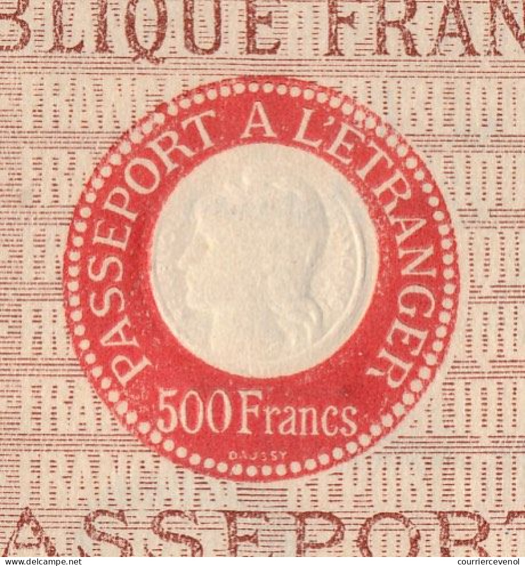 FRANCE - Passeport à L'étranger 500F Nancy (Meurthe Et Moselle) 1948 - Zonder Classificatie