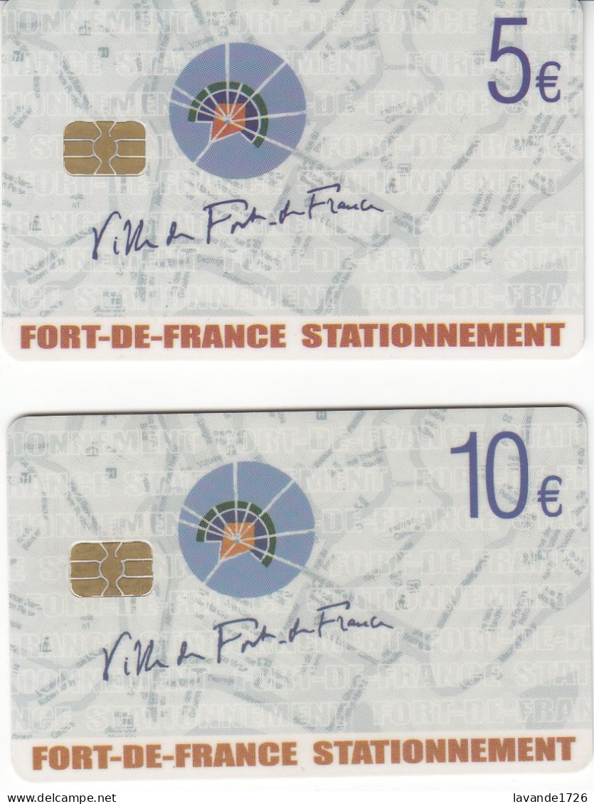 Lot De 2 Cartes FORT De FRANCE 5 Et 10 Euros - PIAF Parking Cards