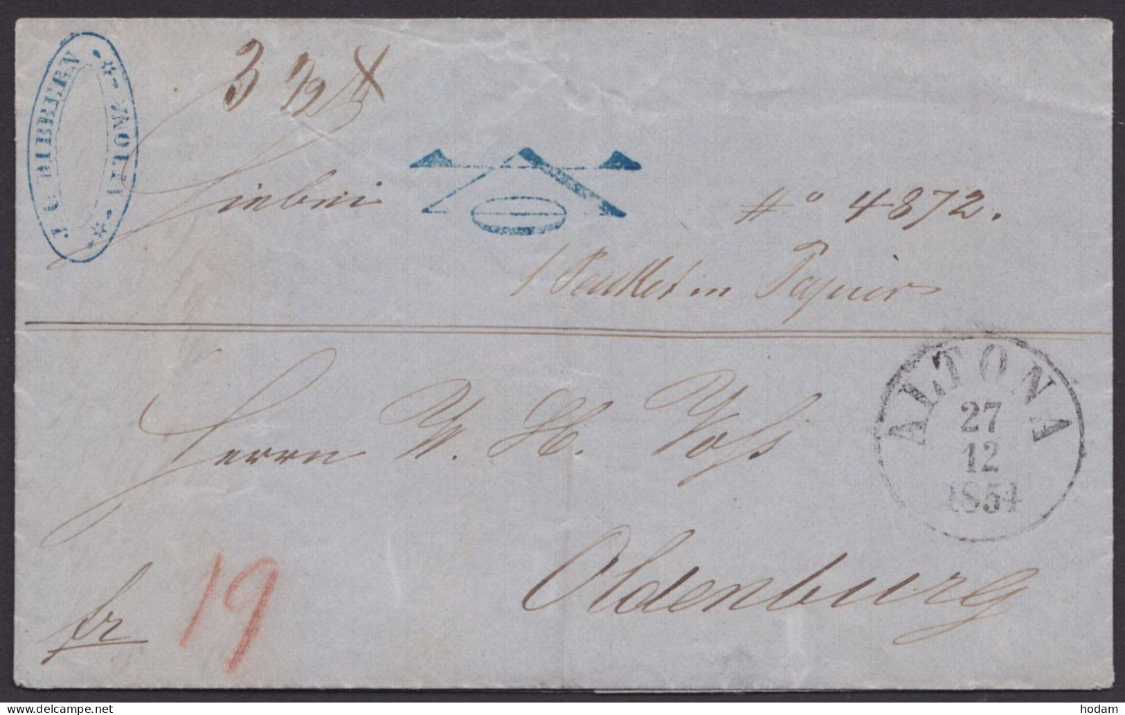 "Altona", K1, 1854, Dek. Brief Mit Inhalt - Lettres & Documents