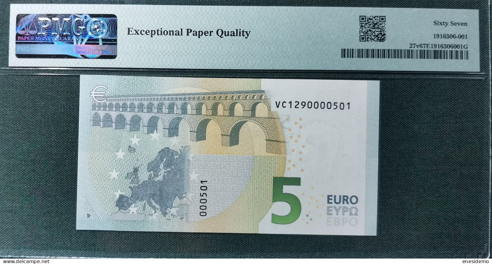 5 EURO SPAIN 2013 LAGARDE V014I4 VC SC FDS UNC. PERFECT PMG 67 EPQ NICE NUMBER - 5 Euro