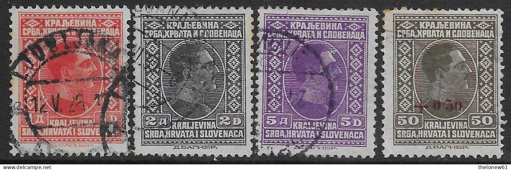 Yugoslavia Jugoslavija 1926 King Alexander Right 4val Mi N.190-191,194,201 US - Gebraucht