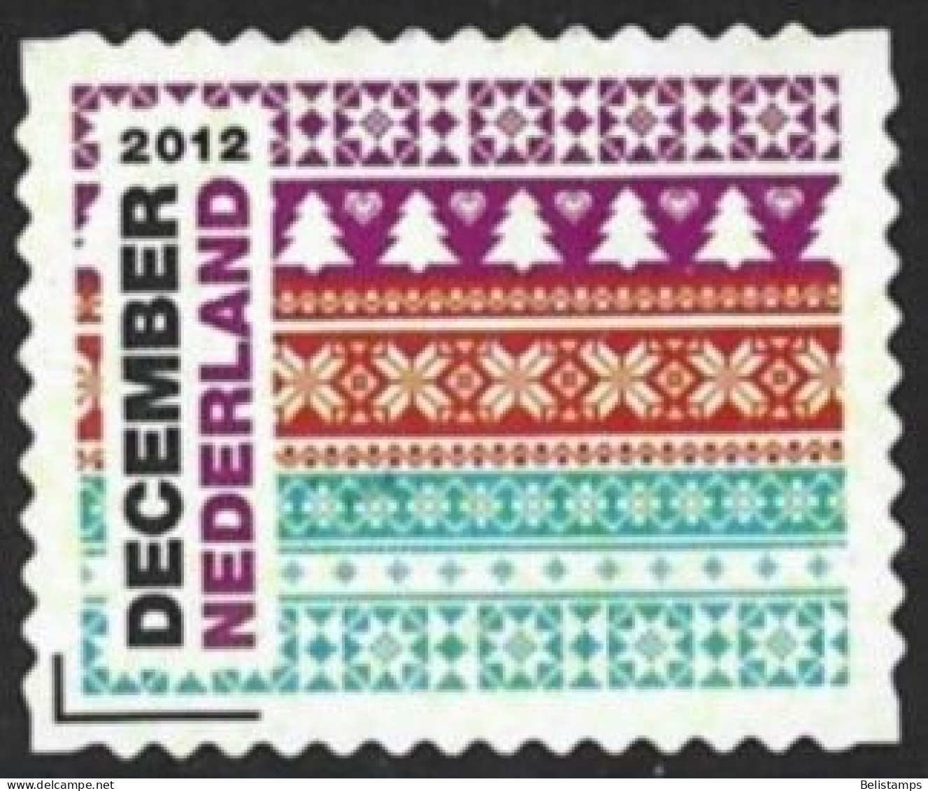 Netherlands 2012. Scott #1428a (U) December Stamp, Christmas Trees And Hearts - Gebruikt