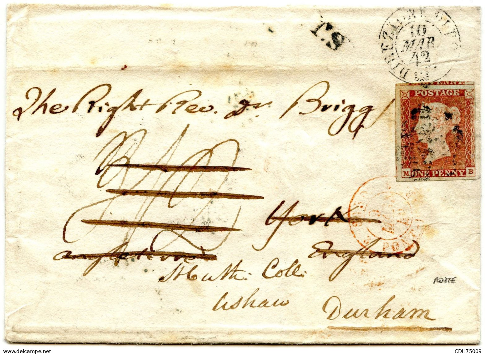 ITALIE - DIREZIONE DI ROMA SUR LETTRE SANS CORRESPONDANCE POUR YORK REEXPEDIEE AVEC 1P. ROUGE, 1842 - 1. ...-1850 Prefilatelia