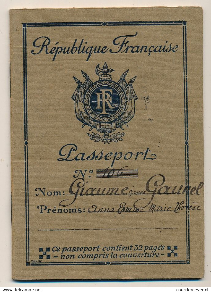 FRANCE - Passeport à L'étranger 20F Barcelonnette (Basses Alpes) 1932 - Photos Mère Et Enfant - Unclassified