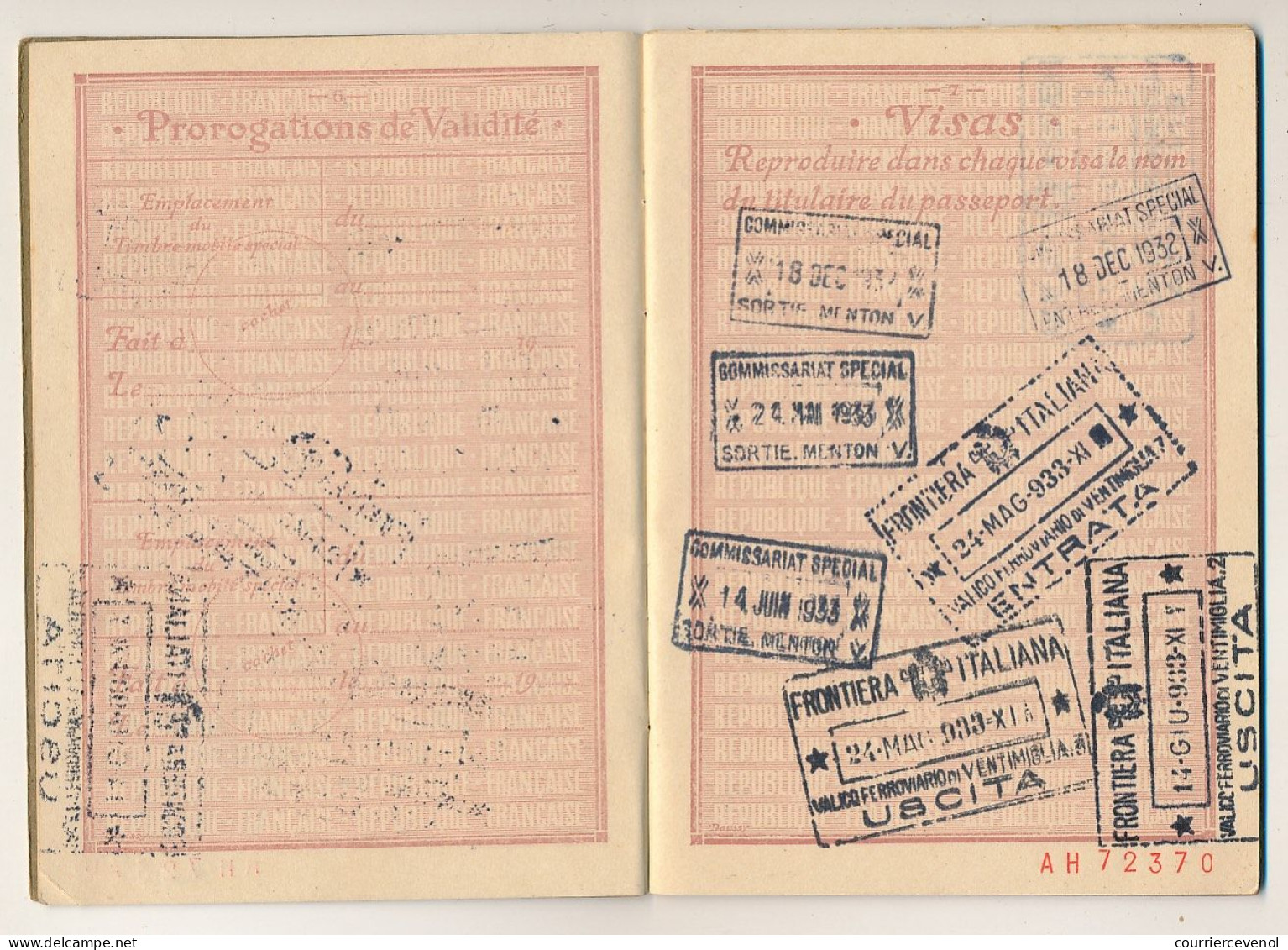 FRANCE - Passeport à l'étranger 20F Barcelonnette (Basses Alpes) 1932 - Photos mère et enfant