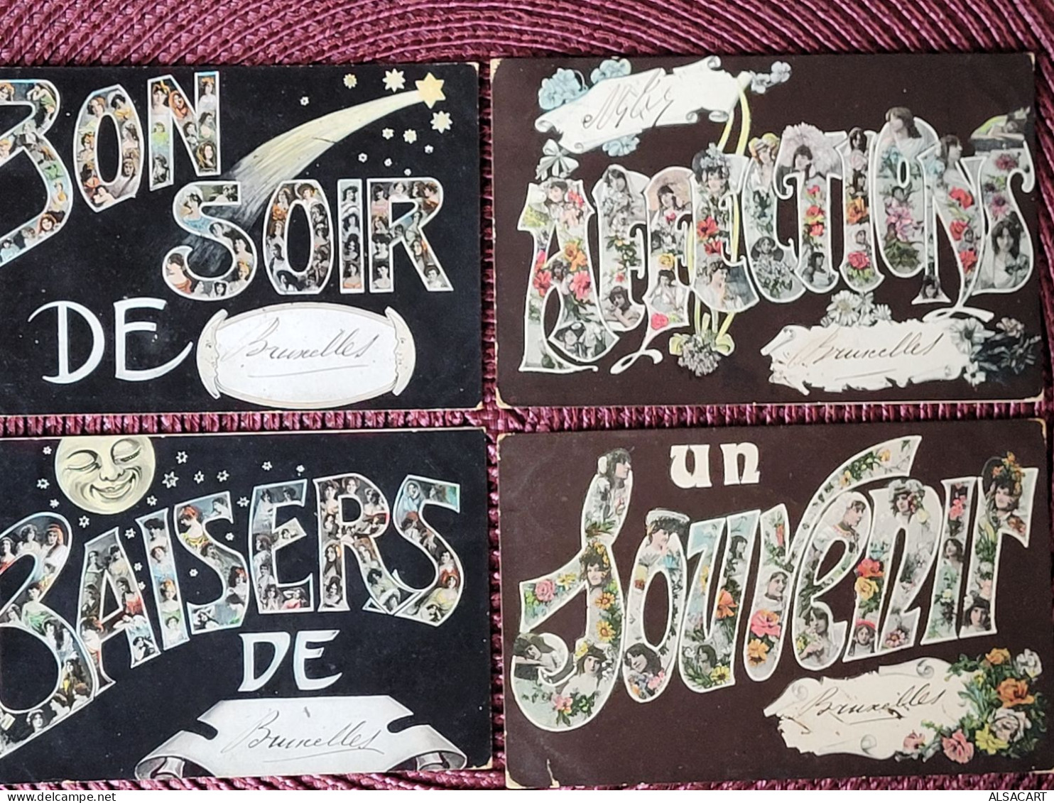 6 Cartes Souvenir De Bruxelles Un Baiser , Bonjour ,souvenir Affection , Circulés Même Correspondance - Autres & Non Classés