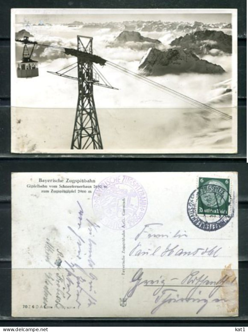 K19519)Ansichtskarte: Zugspitze, Zugspitzbahn, Gelaufen 1933 - Zugspitze