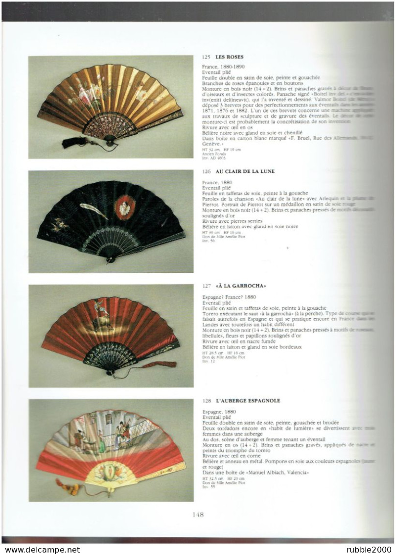 EVENTAILS COLLECTION DU MUSEE D ART ET D HISTOIRE DE GENEVE 1987 CATALOGUE PRESENTATION DE 167 EVENTAILS - Abanicos