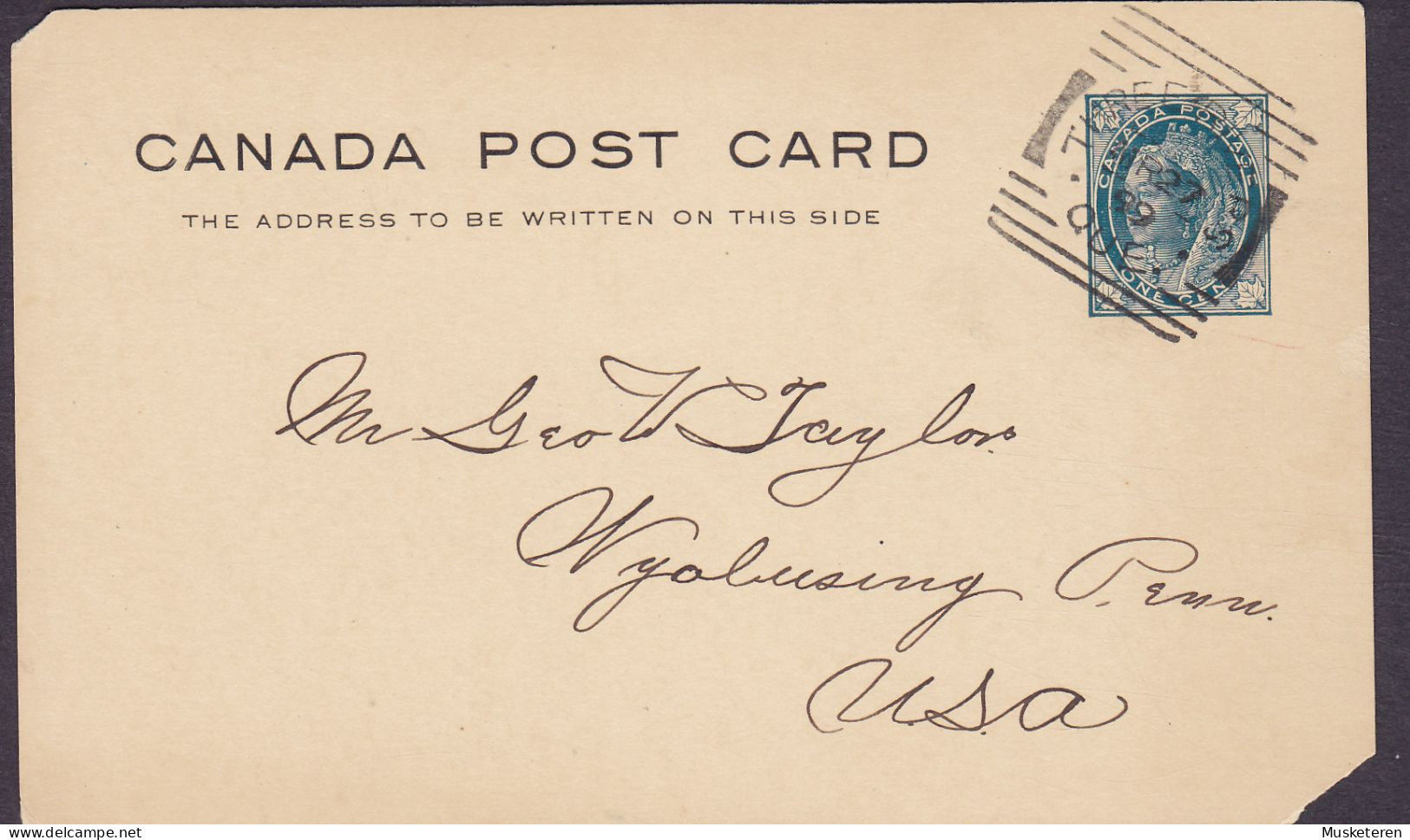 Canada Postal Stationery Ganzsache Entier Victoria THREE RIVERS Que. 1899 WYALUSING Penn. United States (2 Scans) - 1860-1899 Reign Of Victoria