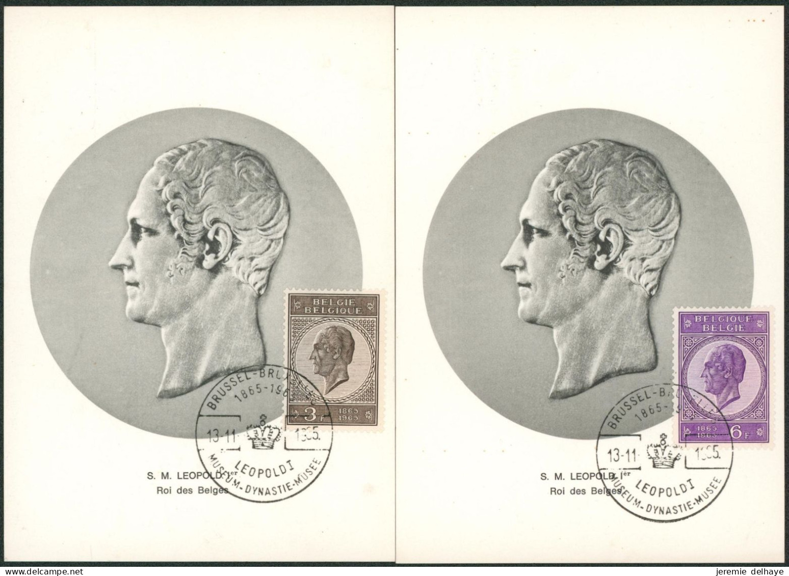 Carte-Maximum (CM) - Centenaire Du Décès De S.M. Roi Léopold Ier N°1349/50 - 1961-1970