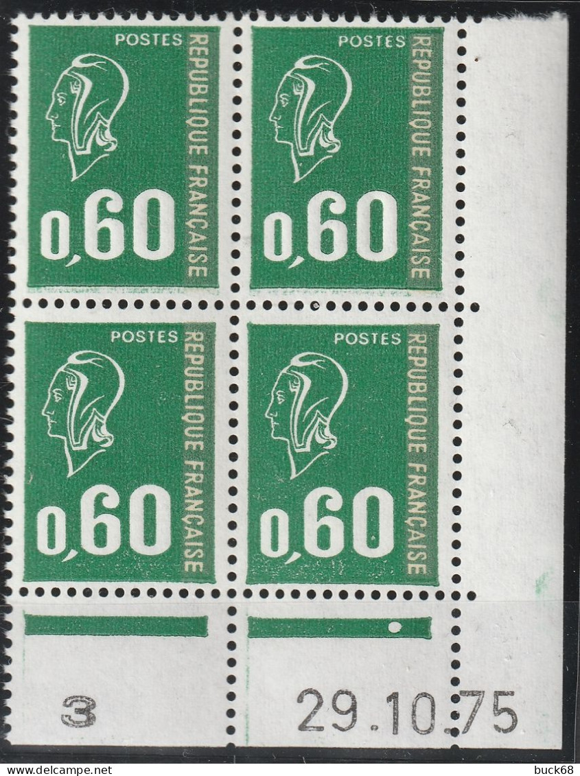 FRANCE 1814 ** MNH Type Marianne De Béquet Bloc De 4 Coin Daté Du 29.10.75 Octobre 1975 - 1970-1979