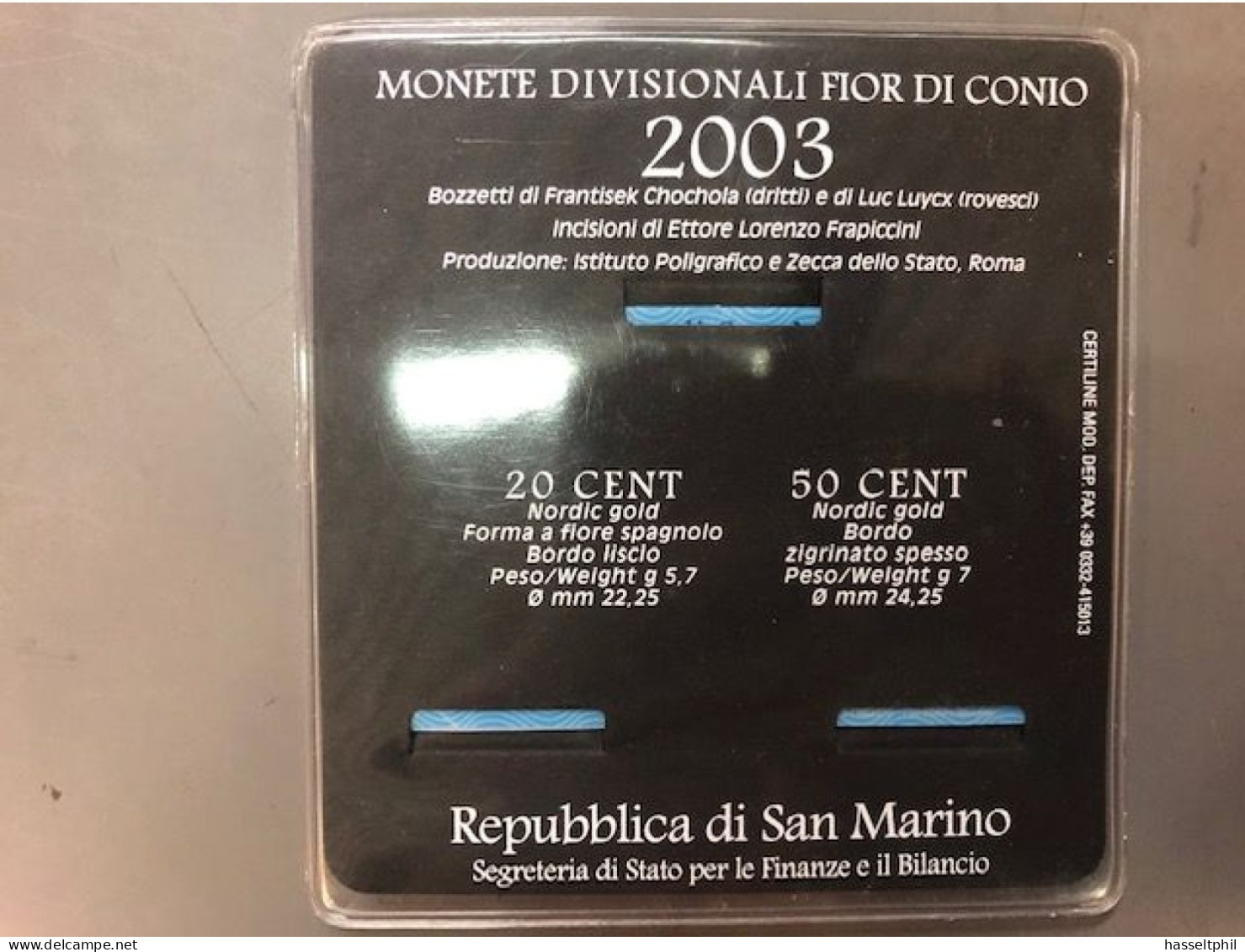 SAN MARINO 2003 - EUROMUNTEN Short Set 20 + 50 Cent - San Marino