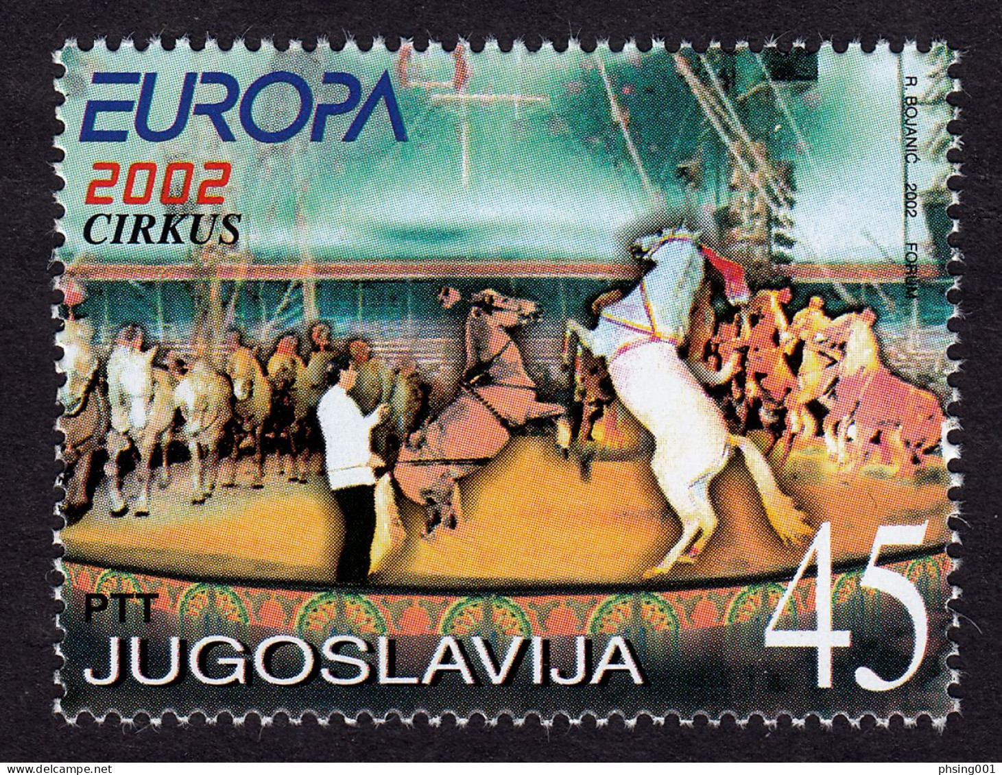 Yugoslavia 2002 Europa Circus Horses Animals Fauna, Stamp From Souvenir Sheet MNH - 2002