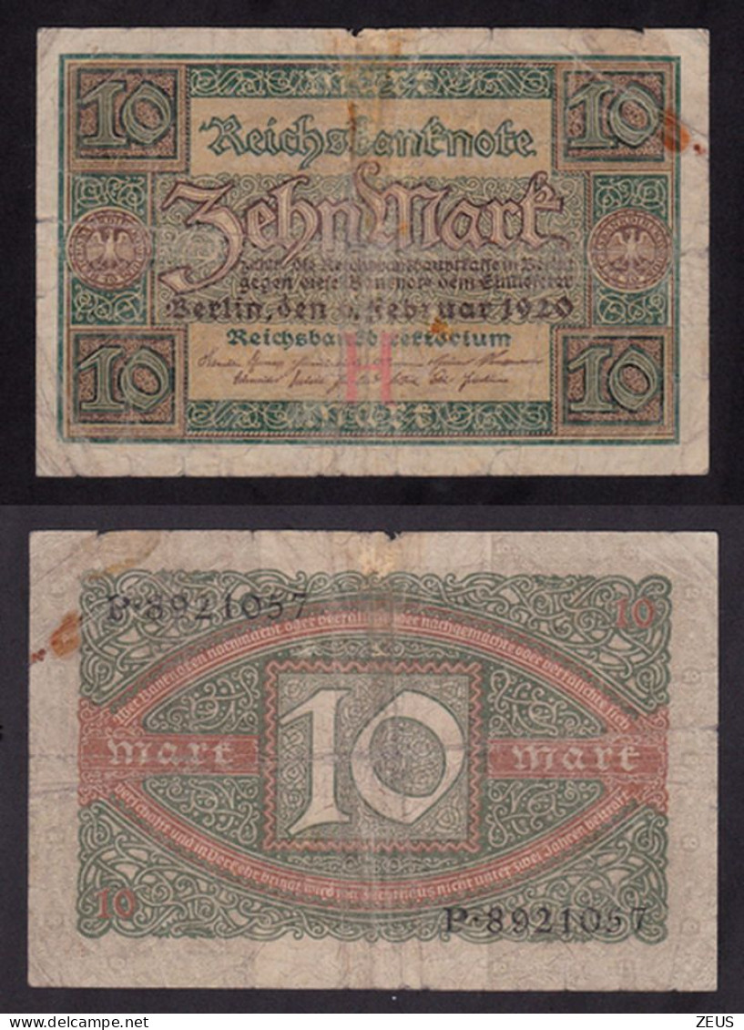 GERMANIA 10 MARCHI 1920  PIK 67 MB - 10 Mark