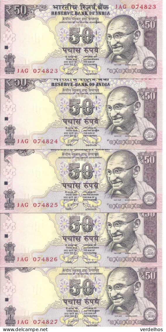 INDE 50 RUPEES 2012 UNC P 104 ( 5 Billets ) - Inde