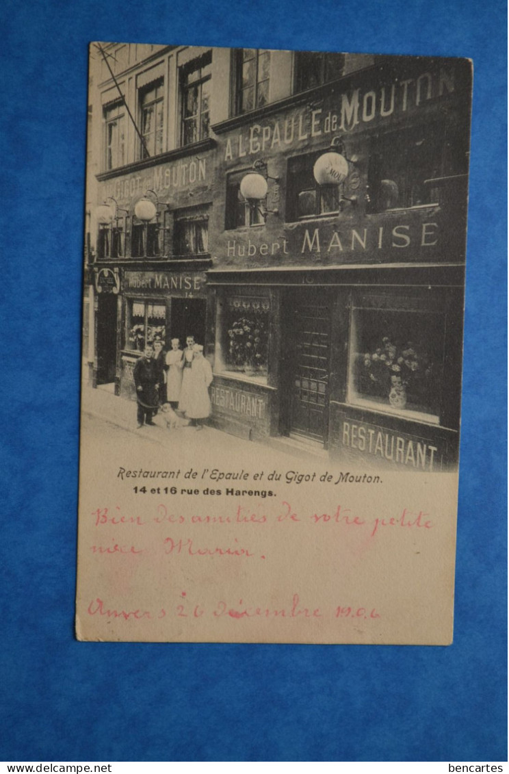 Restaurant De L'Epaule Et Du Gigot De Mouton , Bruxelles 1906. Belle Animation - Cafés, Hotels, Restaurants