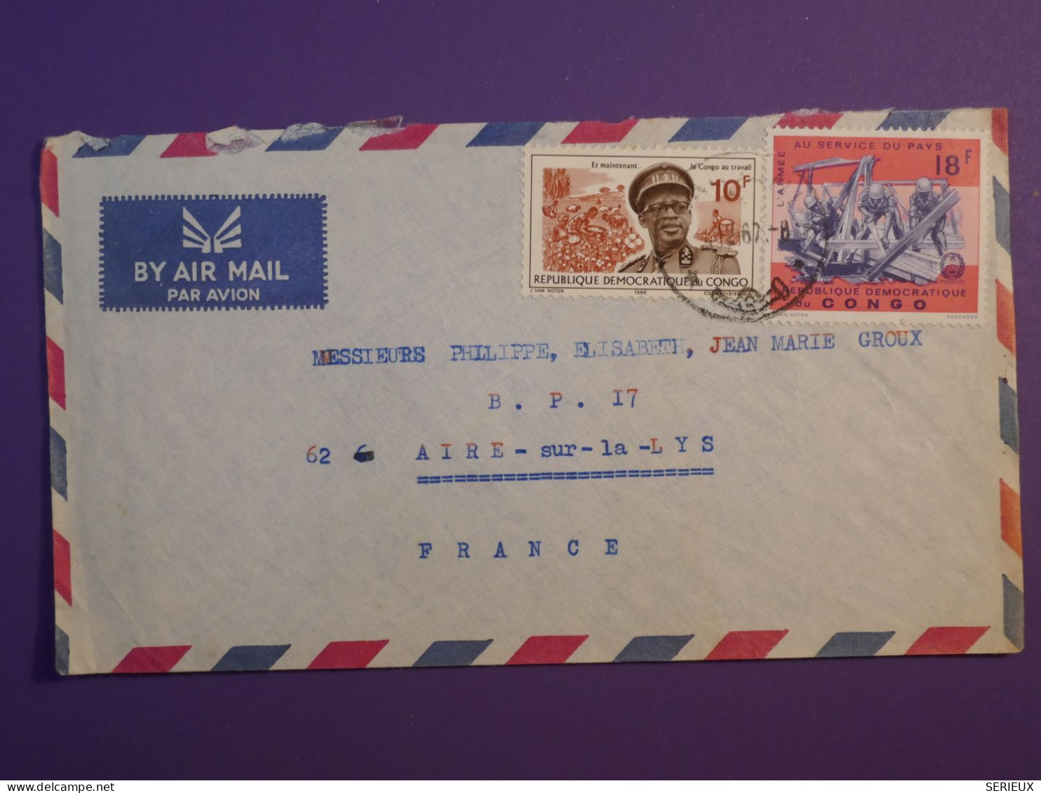 DG16 CONGO   BELLE LETTRE 1967 KISAGANI A AIRES SUR  LA  LYS +AFF.PLAISANT+++ - Briefe U. Dokumente