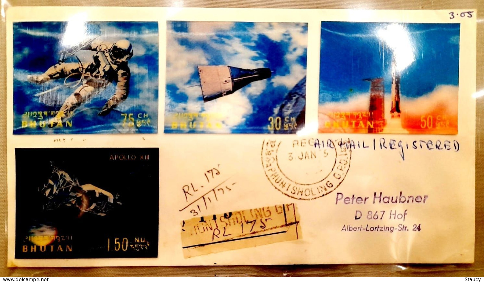 BHUTAN 1970 COLLECTION of 3d SPACE official Brochure+2 set FDC'S+3 SS+3 SS FDC'S+6 official FDC'S+registered cover Germa