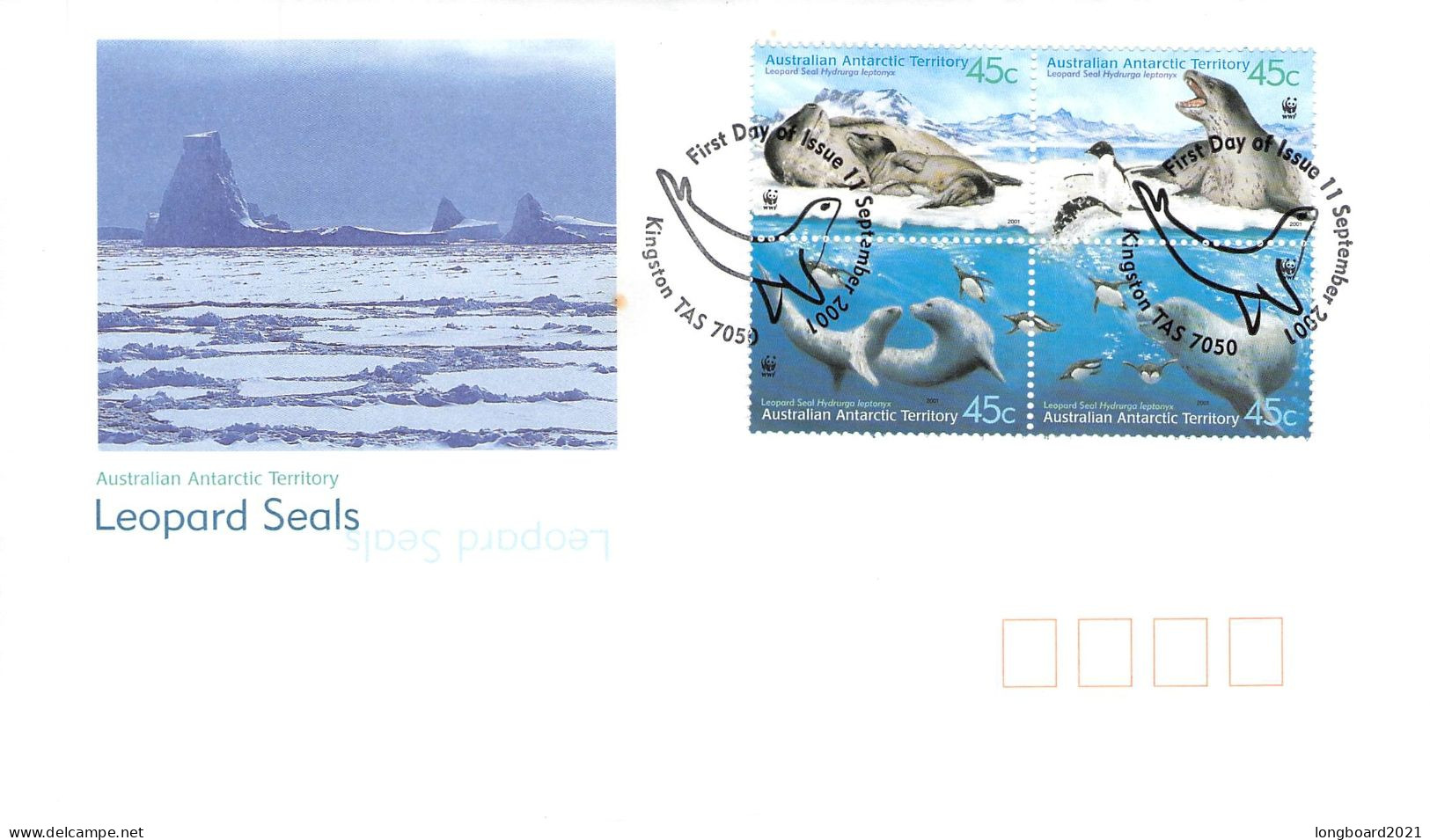 AUSTRALIAN ANTARCTIC TERRITORY - FDC WWF 2001 - LEOPARD SEAL / 4272 - FDC