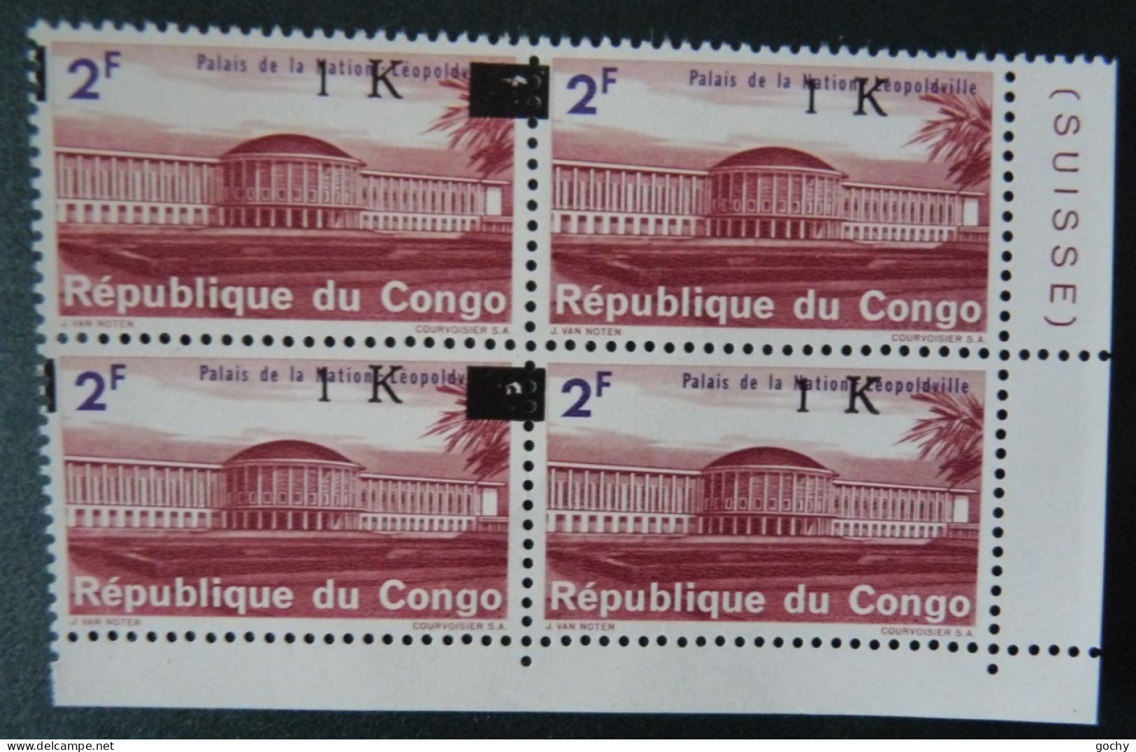 Rép. CONGO 1968 : N° 663 -cu ** ; CAT : 36,00€   Curiosité  Surcharge Décalée - Neufs